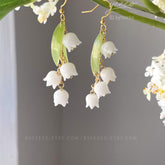 Lily of the Valley Earrings - lily flower dangle earrings - Unique Gift For Her